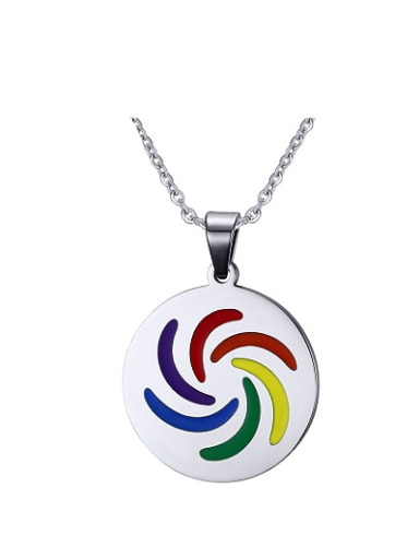Multi-color Round Shaped Glue Stainless Steel Pendant