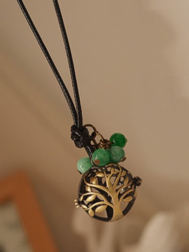 Retro Green Beads Tree Necklace