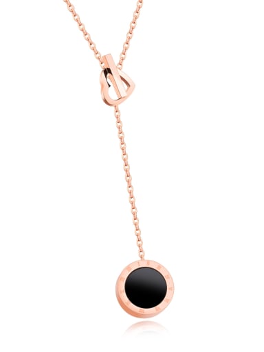 Stainless Steel With Rose Gold Plated Simplistic Round Necklaces