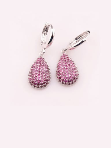Large Water Drop Red Corundum Europe and America Quality Gorgeous Platinum plating drop earring