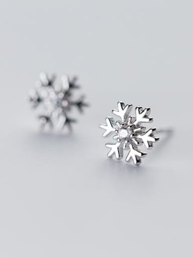 All-match Snowflake Shaped Rhinestones S925 Silver Stud Earrings
