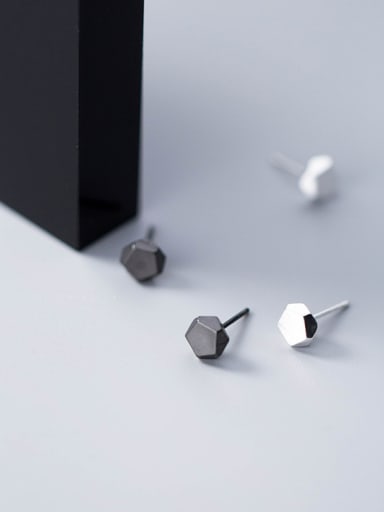 Sterling Silver minimalist stereo black and white studs