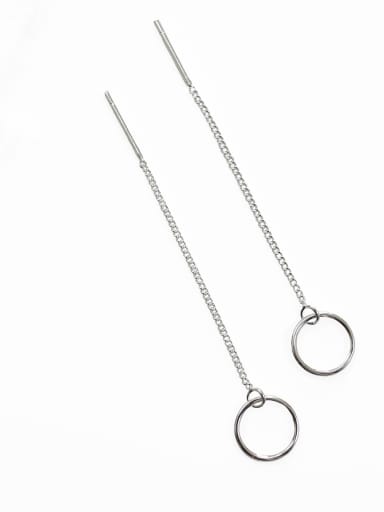 925 Sterling Silver With Silver Plated Simplistic round Threader Earrings