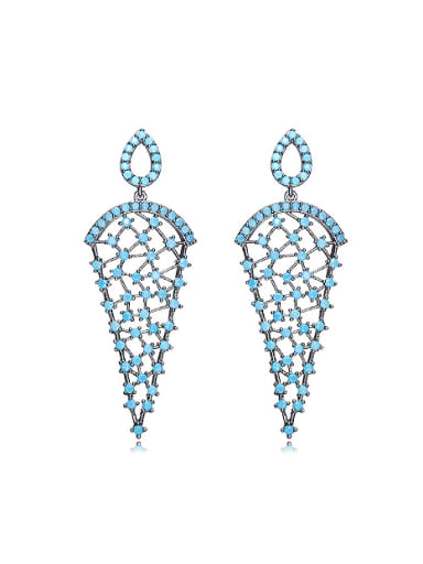 Retro style Hollow Tiny Turquoise Stones Copper Stud Earrings
