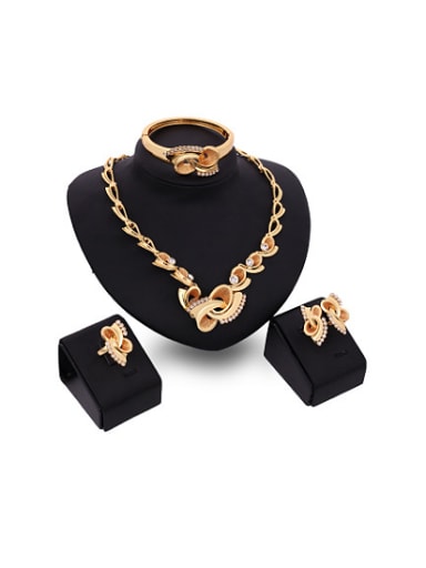 Alloy Imitation-gold Plated Classical Rhinestones Four Pieces Jewelry Set