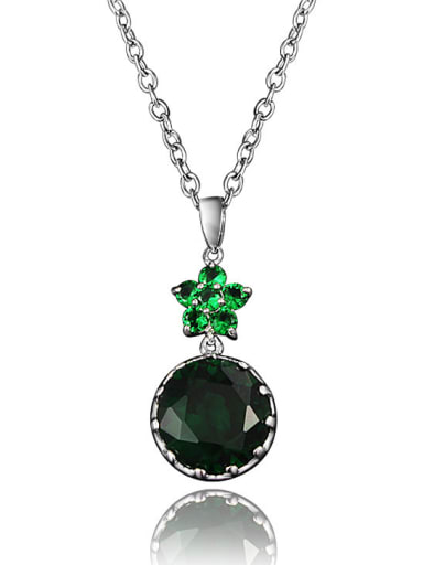 Women Elegant Green Round Shaped Zircon Necklace
