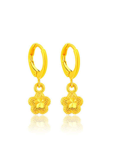 Women Exquisite Flower Shaped Gold Plated Drop Earrings