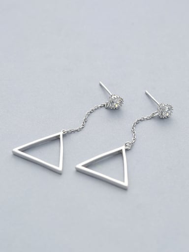 Simple Cubic Zircon Hollow Triangle 925 Silver Stud Earrings