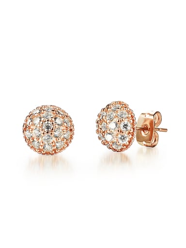 Exquisite Cubic Zircon Round Gold Plated Stud Earrings