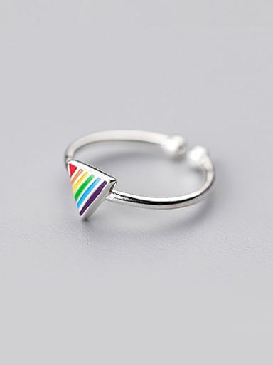 Adjustable Multi-color Triangle Shaped S925 Silver Enamel Ring