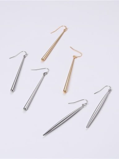 Titanium With Gold Plated Simplistic Strip One Word  Earrings