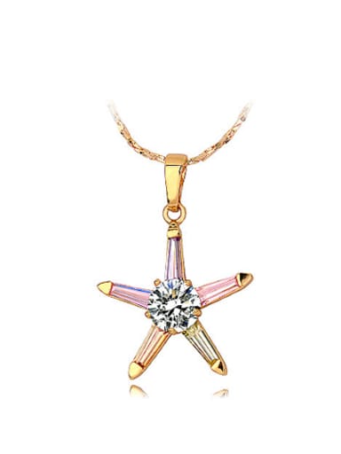 Copper Alloy Gold Plated Fashion Star Zircon Necklace