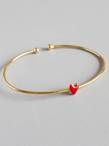 Pure silver Fashion Red Epoxy Love Gold Plated Bracelet