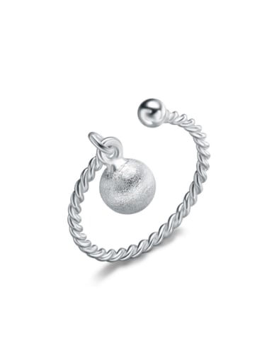 S925 Silver Ball Fashion Opening Ring