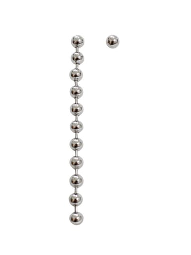 Asymmetrical Little Beads Silver Stud Earrings