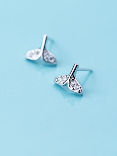 S925 silver beauty tail fish earrings, female diamonds, dream fish, sea animals, sweet Earrings E9377