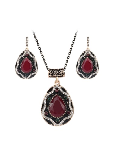 Retro style Water Drop shaped Resin stones Alloy Two Pieces Jewelry Set