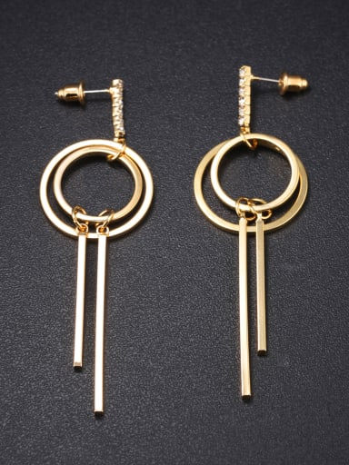 Fashion Hollow Round Gold Plated Drop Earrings