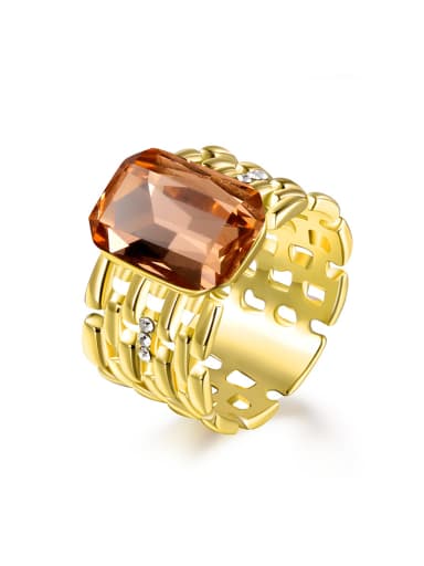 Delicate Geometric Shaped Champagne Zircon Ring