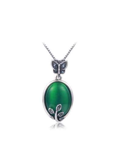 Women Vintage Oval Shaped Opal Stone Necklace