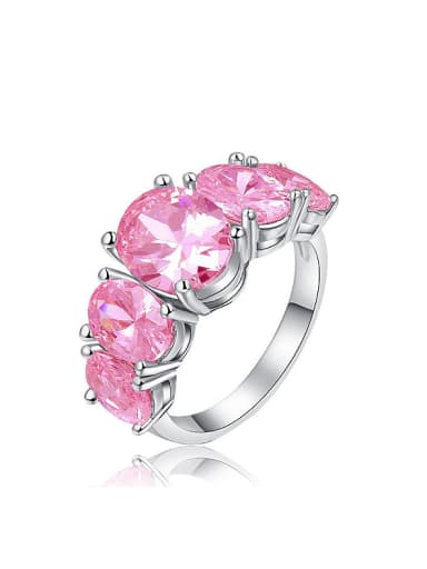 Fashion Oval Pink Zirconias Copper Ring