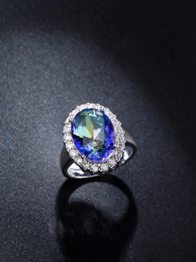 Colorful Oval Zircon Engagement Ring