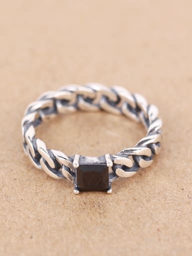 Personalized Black Zircon Chain Ring