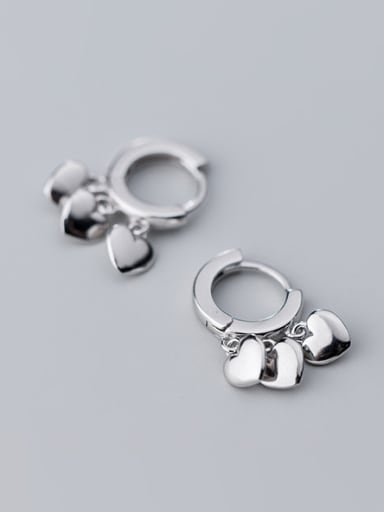 925 Sterling Silver With Glossy Cute Heart Clip On Earrings