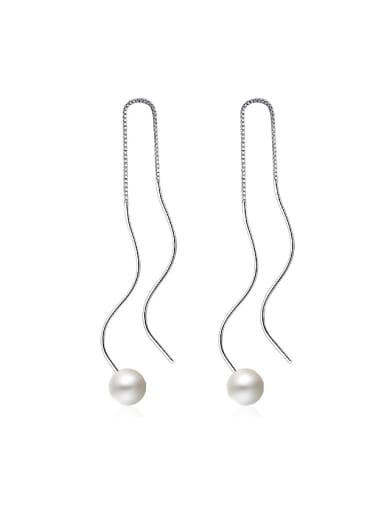 Simple Water Wave Imitation Pearl Line Earrings