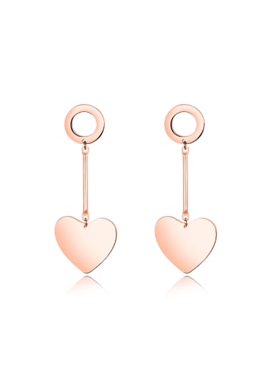 Simple Heart Hollow Round Rose Gold Plated Drop Earrings