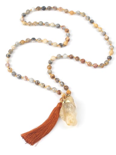 Natural Stones Tassel Pendant Fashion Necklace