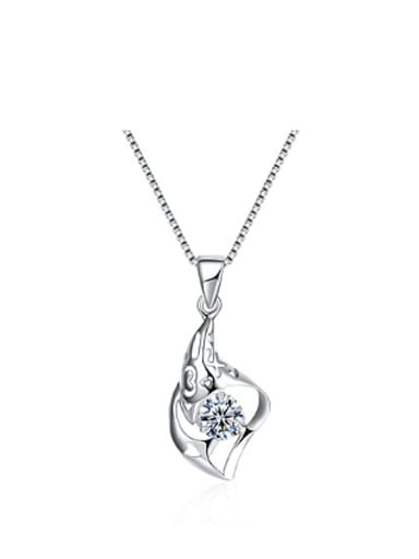 Simple Zircon Silver Women Necklace