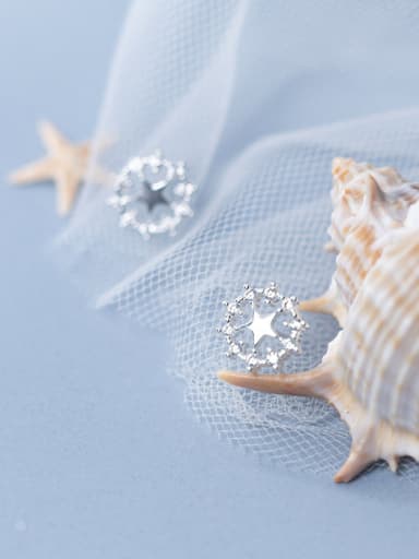 925 Sterling Silver With Silver Plated Trendy Star Stud Earrings
