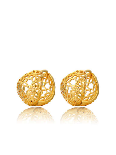 Copper Alloy 24K Gold Plated Ethnic style Hollow Clip clip on earring