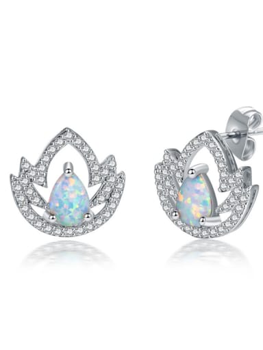 Creative Leaves Shaped White Gold Plated Stud Earrings