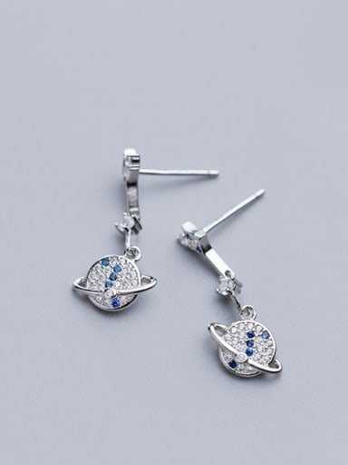 925 Sterling Silver With Platinum Plated Personality Planet Drop Earrings