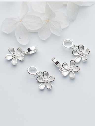 925 Sterling Silver With Silver Plated Cute Flower Charms