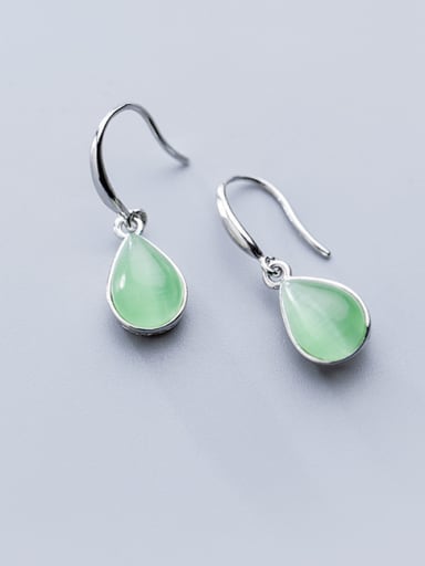 925 Sterling Silver With Platinum Plated Fashion Water Drop Hook Earrings