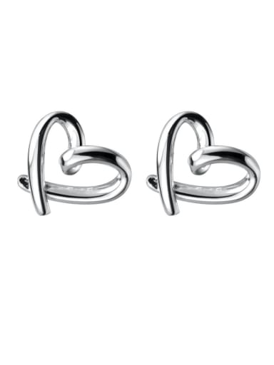 925 Sterling Silver With Platinum Plated Fashion Heart Stud Earrings
