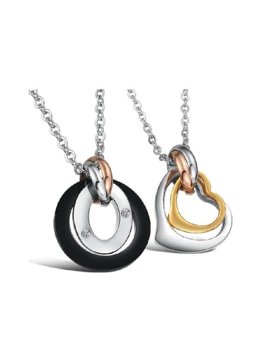Fashion Hollow Round Heart shaped Titanium Necklace