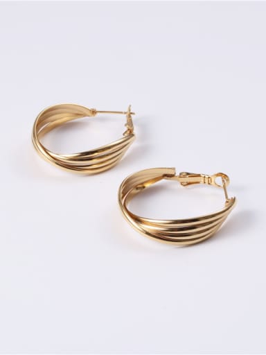 Titanium With Gold Plated Simplistic Multi-layer  Irregular Clip On Earrings
