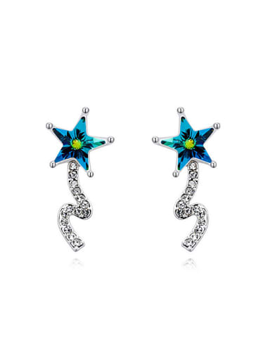 Fashion Star austrian Crystals Alloy Platinum Plated Stud Earring