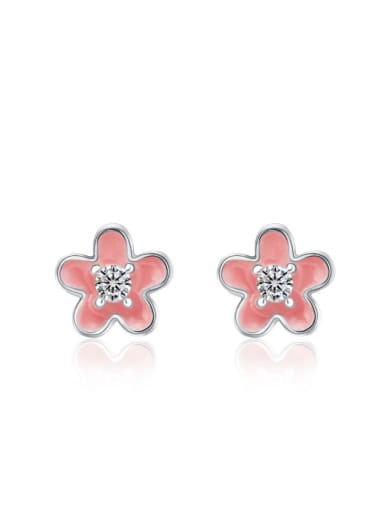 Zircons Color Glue Flower Stud Earrings