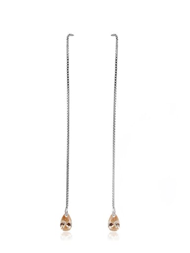 18K White Gold S925 Silver Crystal Stud threader earring