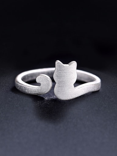 925 Sterling Silver Tiny Kitten Opening Ring