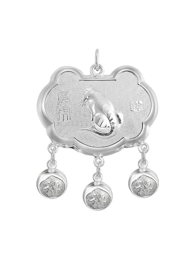 Ethnic style 999 Silver Zodiac Tiger Children Bells Longevity Lock Pendant