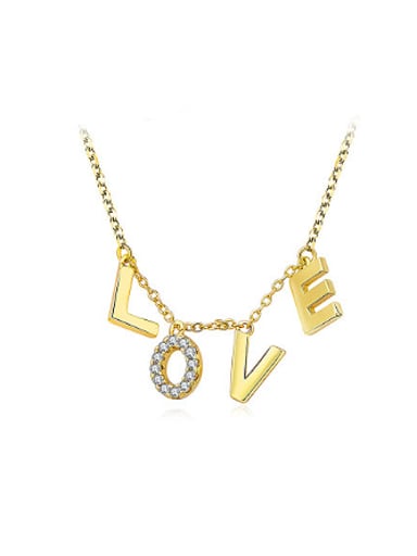 18K Gold Plated Monogrammed Rhinestones Necklace