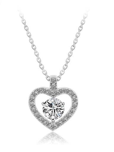 Copper inlaid Hearts and Arrows  zircon Love Heart Necklace