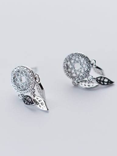 Elegant Geometric Shaped S925 Silver Rhinestone Drop Earrings