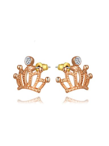 Personality Crown Shaped Austria Crystal Stud Earrings